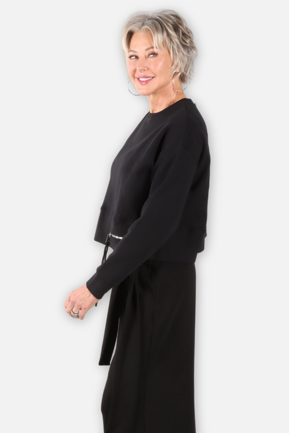 Contour Zip Sweater- Black