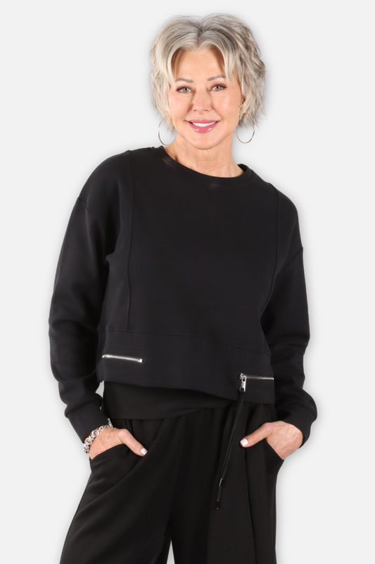 Contour Zip Sweater- Black