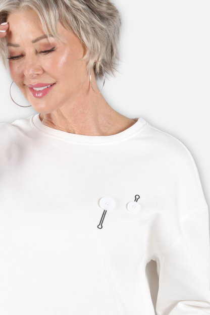 Duet Button Top - White