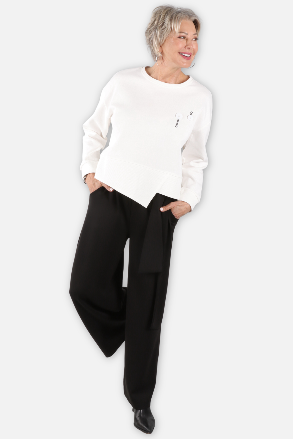 Duet Button Top - White