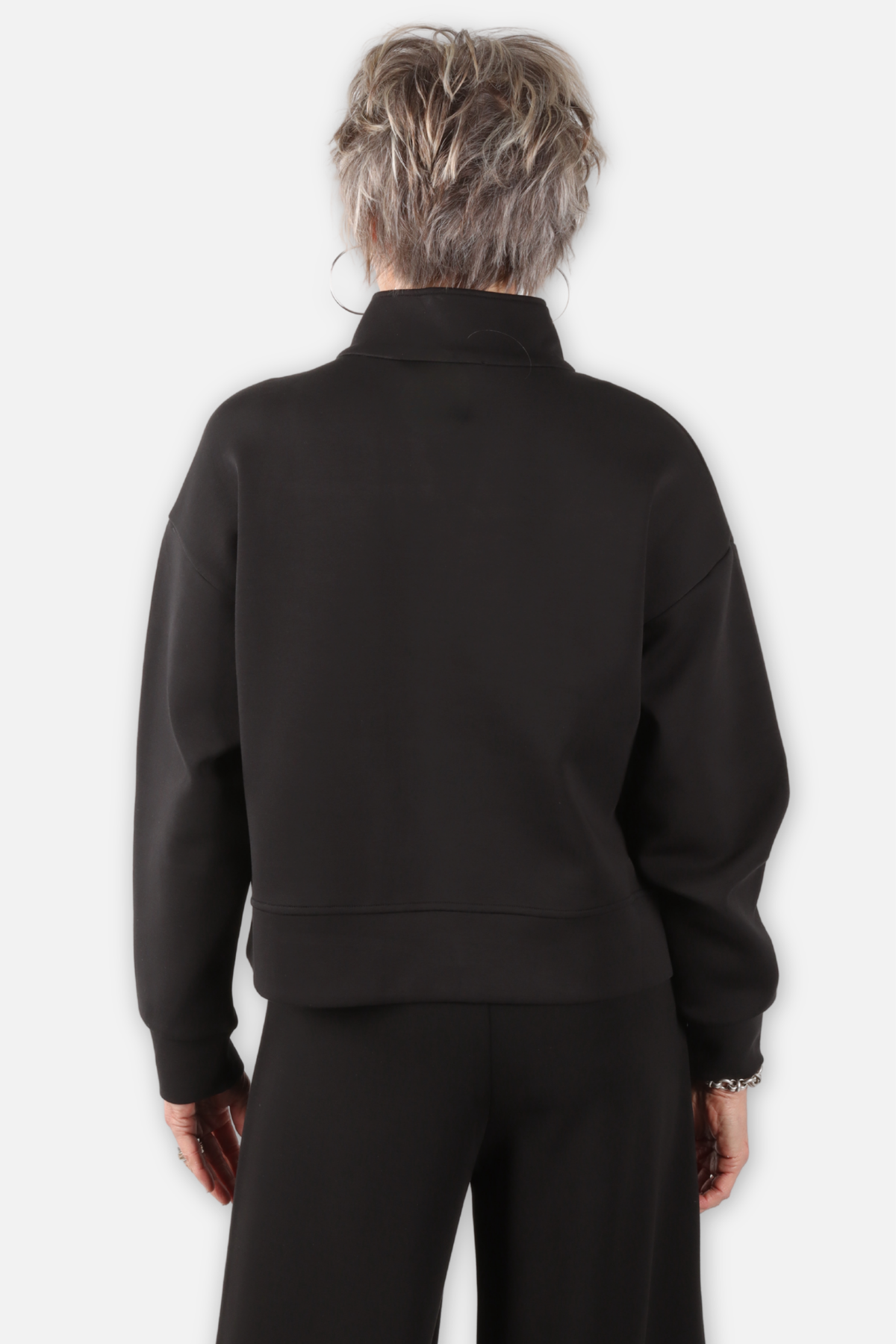 High Collar Zip Jacket - Black