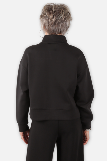 High Collar Zip Jacket - Black