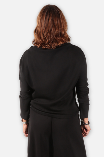 Solenne Draped Top - Black 