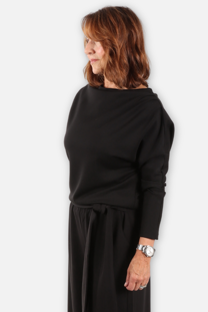 Solenne Draped Top - Black 