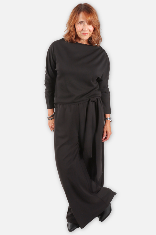 Solenne Draped Top - Black 