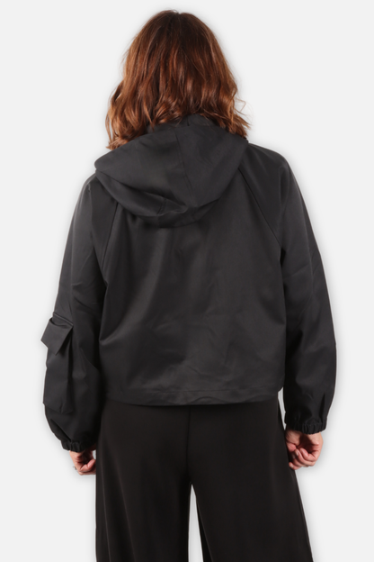 Utility Pocket Hooded Jacket - Black