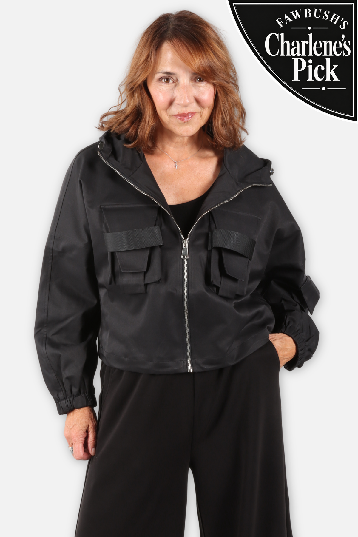 Utility Pocket Hooded Jacket - Black