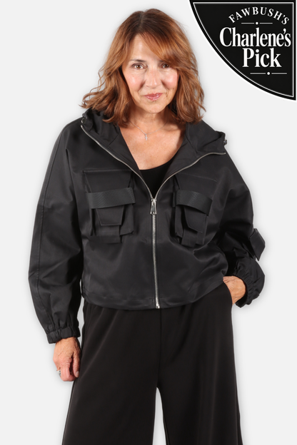 Utility Pocket Hooded Jacket - Black