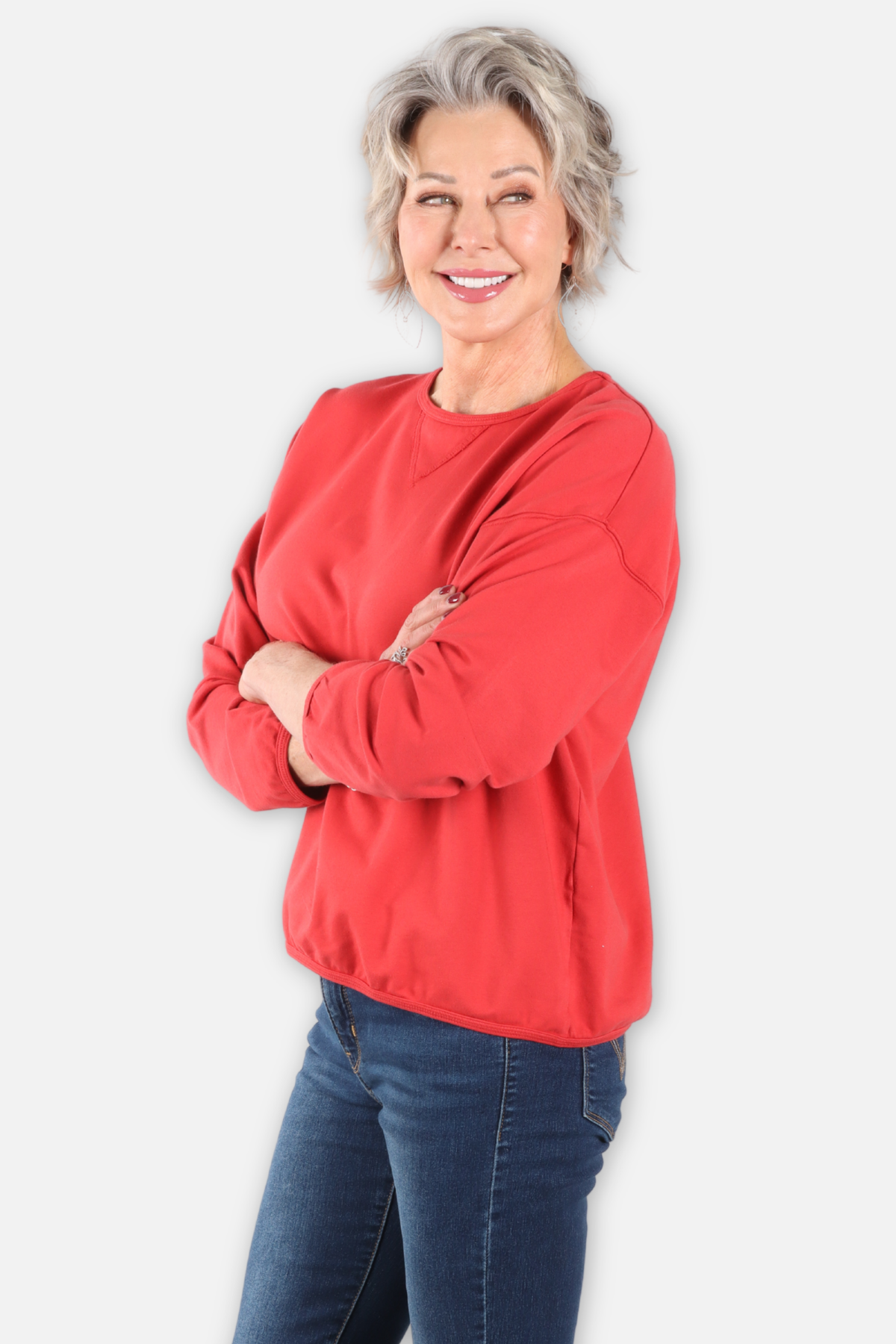 Stretch Terry Sweatshirt - Cherry