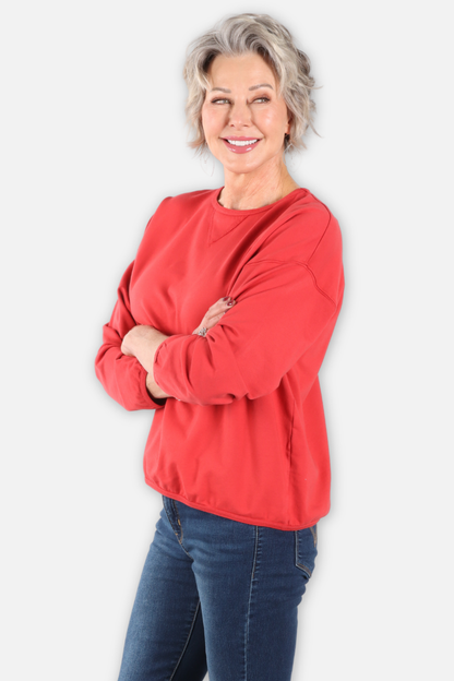 Stretch Terry Sweatshirt - Cherry