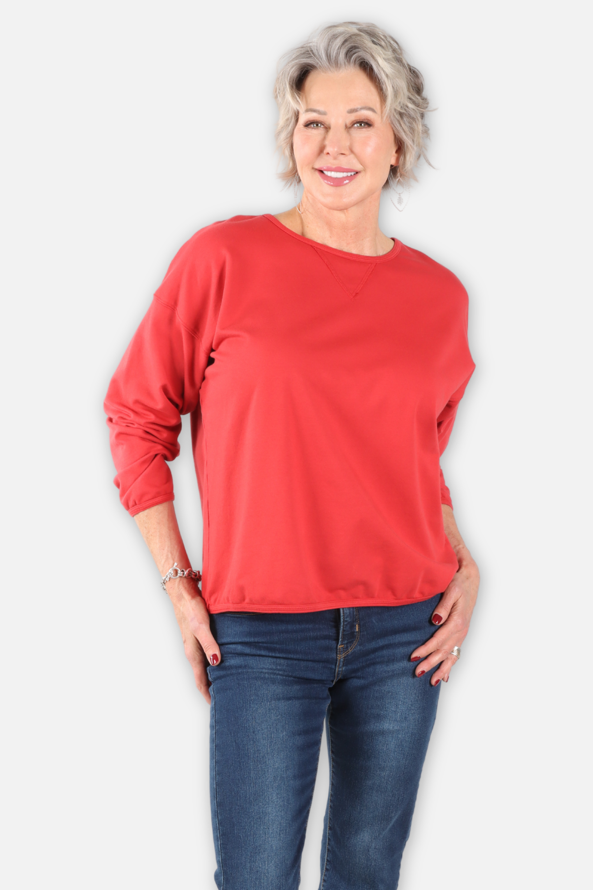 Stretch Terry Sweatshirt - Cherry