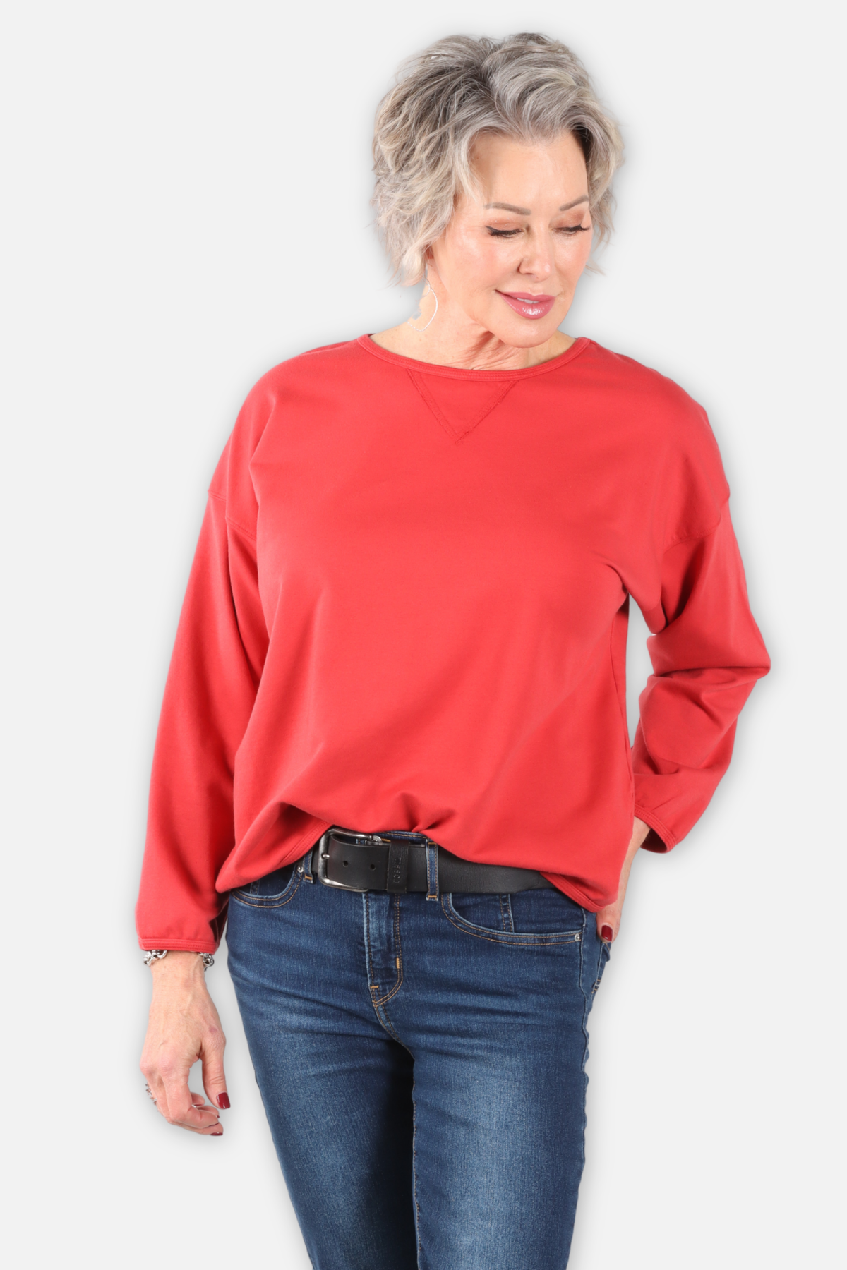 Stretch Terry Sweatshirt - Cherry