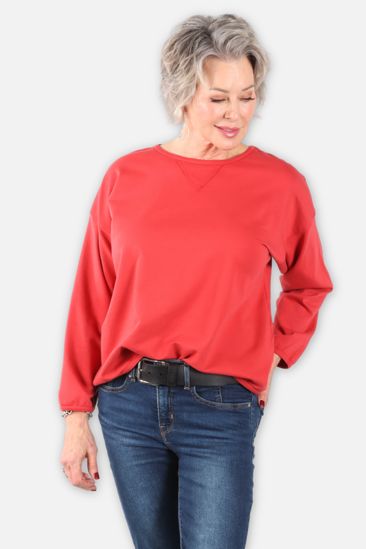 Stretch Terry Sweatshirt - Cherry