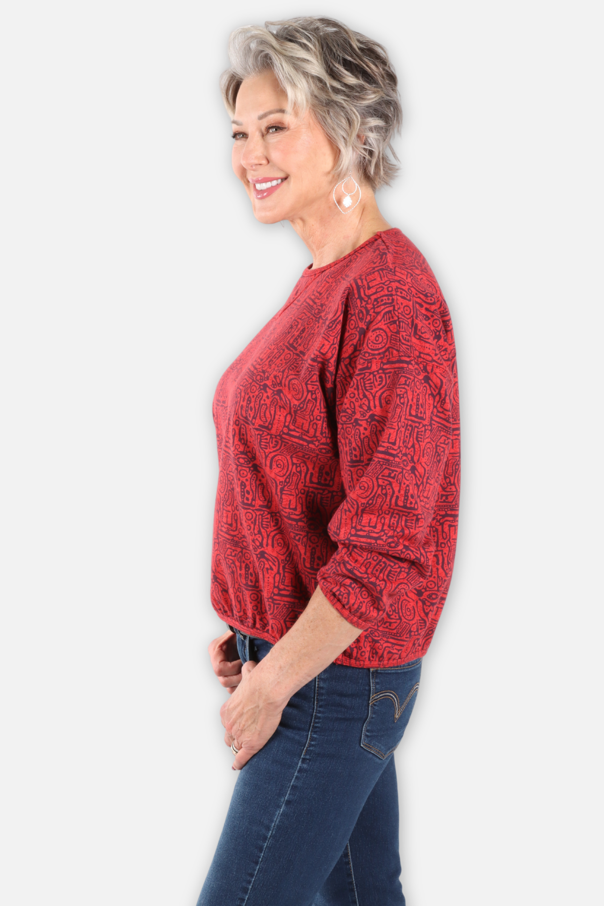 Stretch Terry Sweatshirt - Cherry Odyssey Print