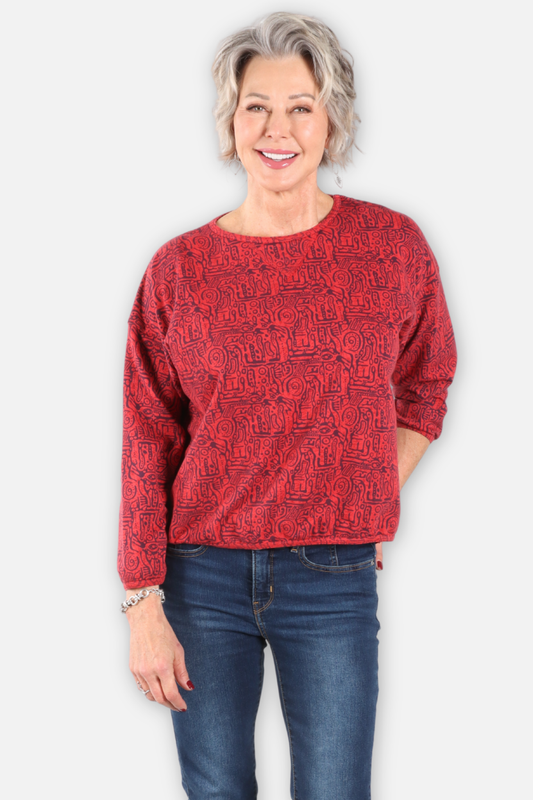 Stretch Terry Sweatshirt - Cherry Odyssey Print