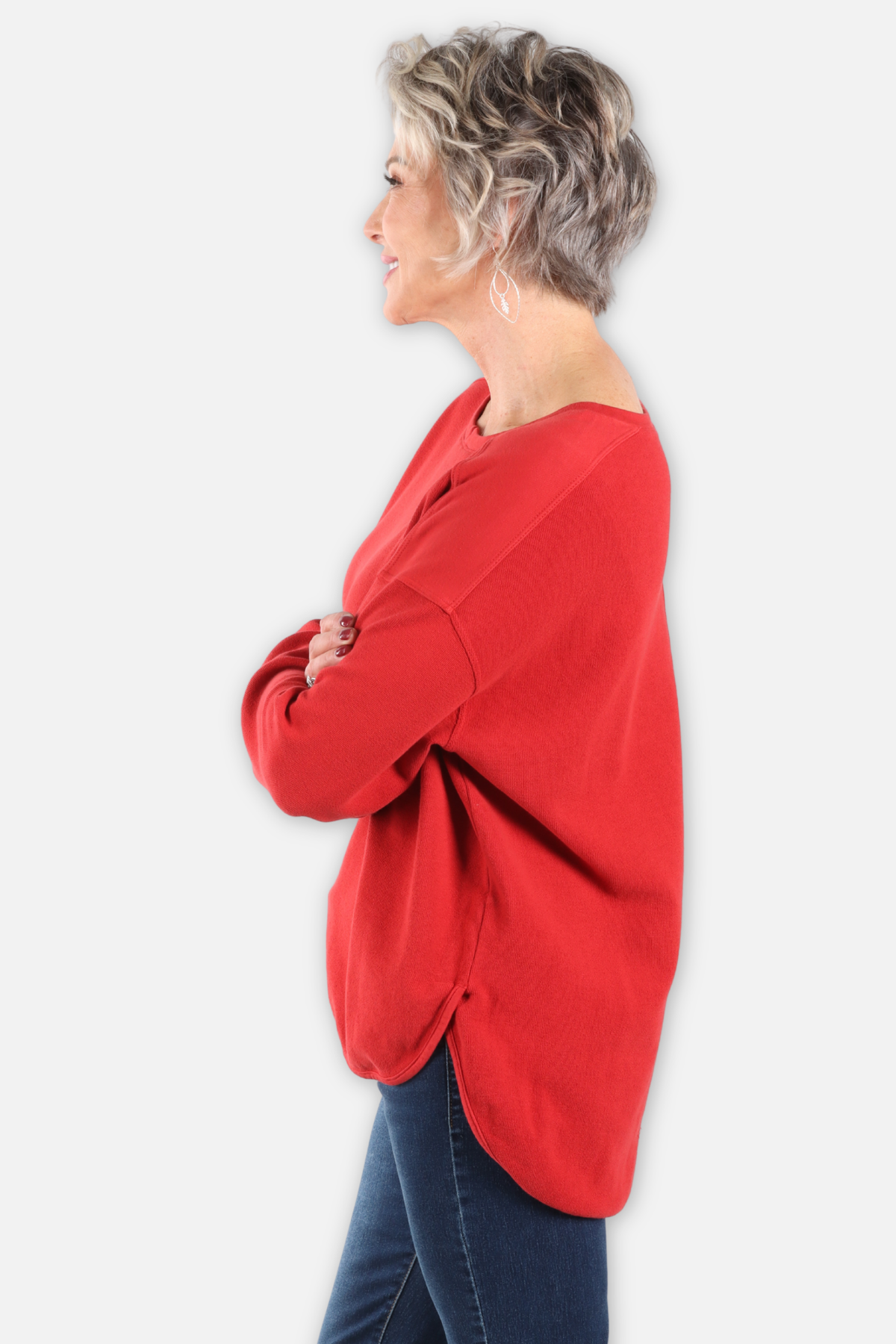 Drop Shoulder Top - Cherry