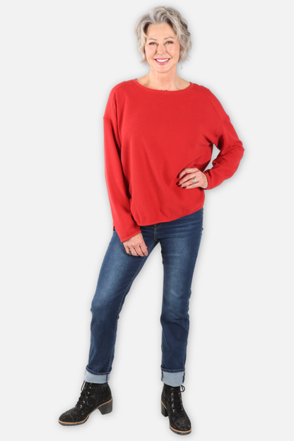 Drop Shoulder Top - Cherry