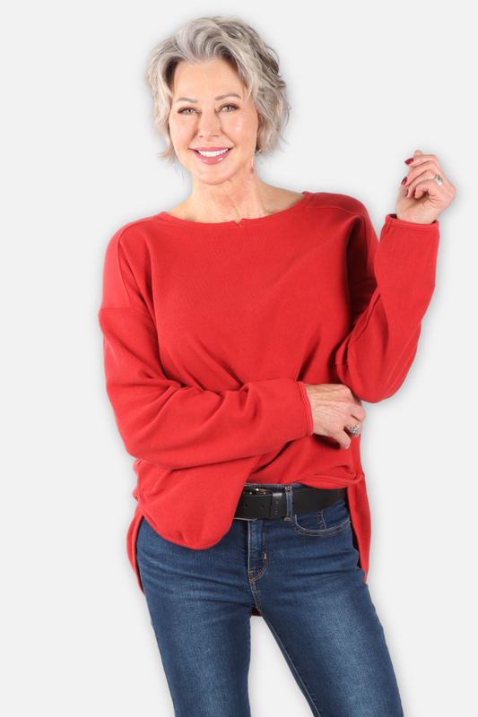 Drop Shoulder Top - Cherry