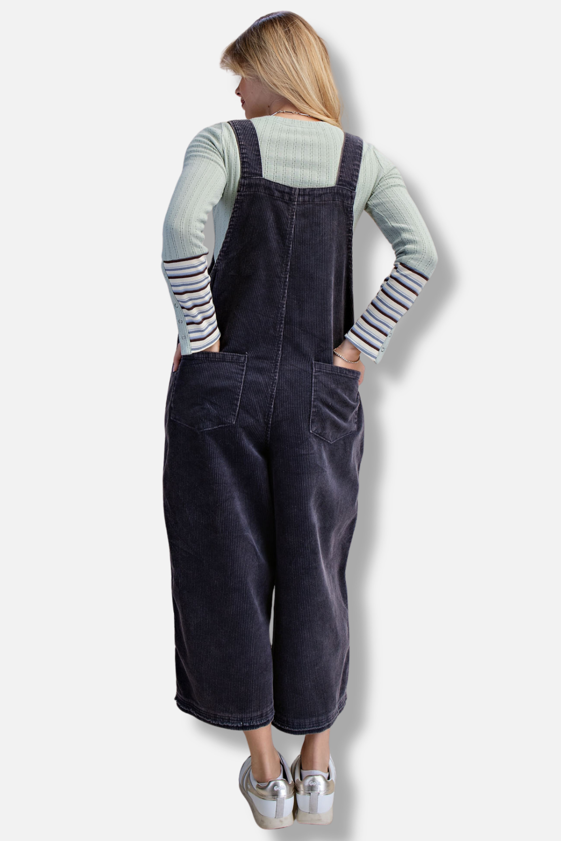 Corduroy Floral Overall - Blueberry 