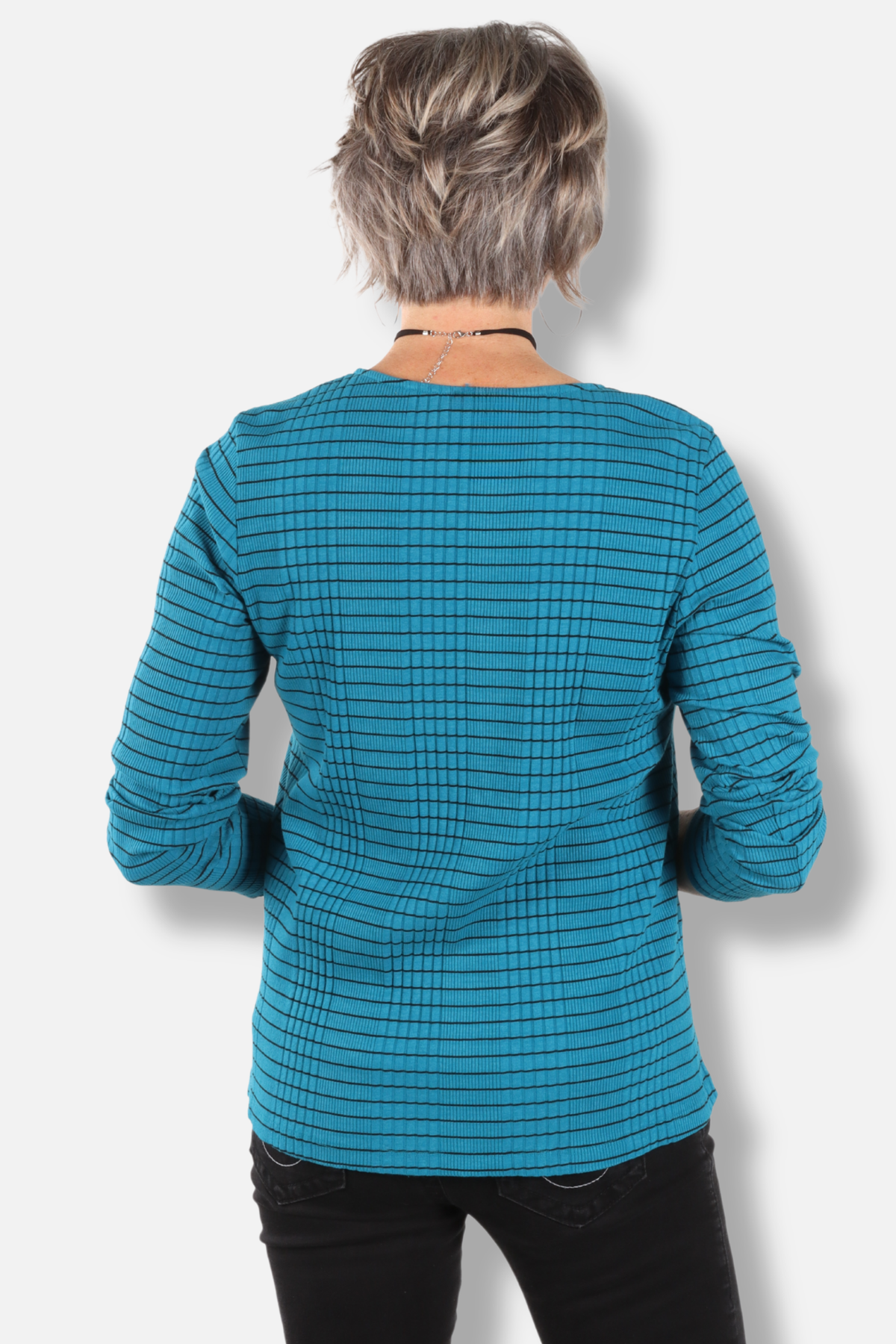 Button Down Henley Top Plus - Teal