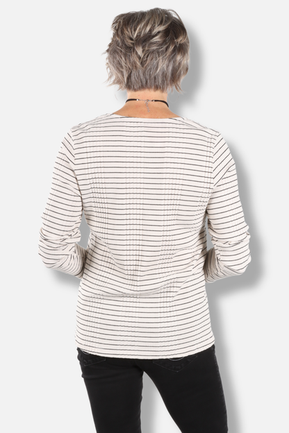 Button Down Henley Top Plus - Cream 