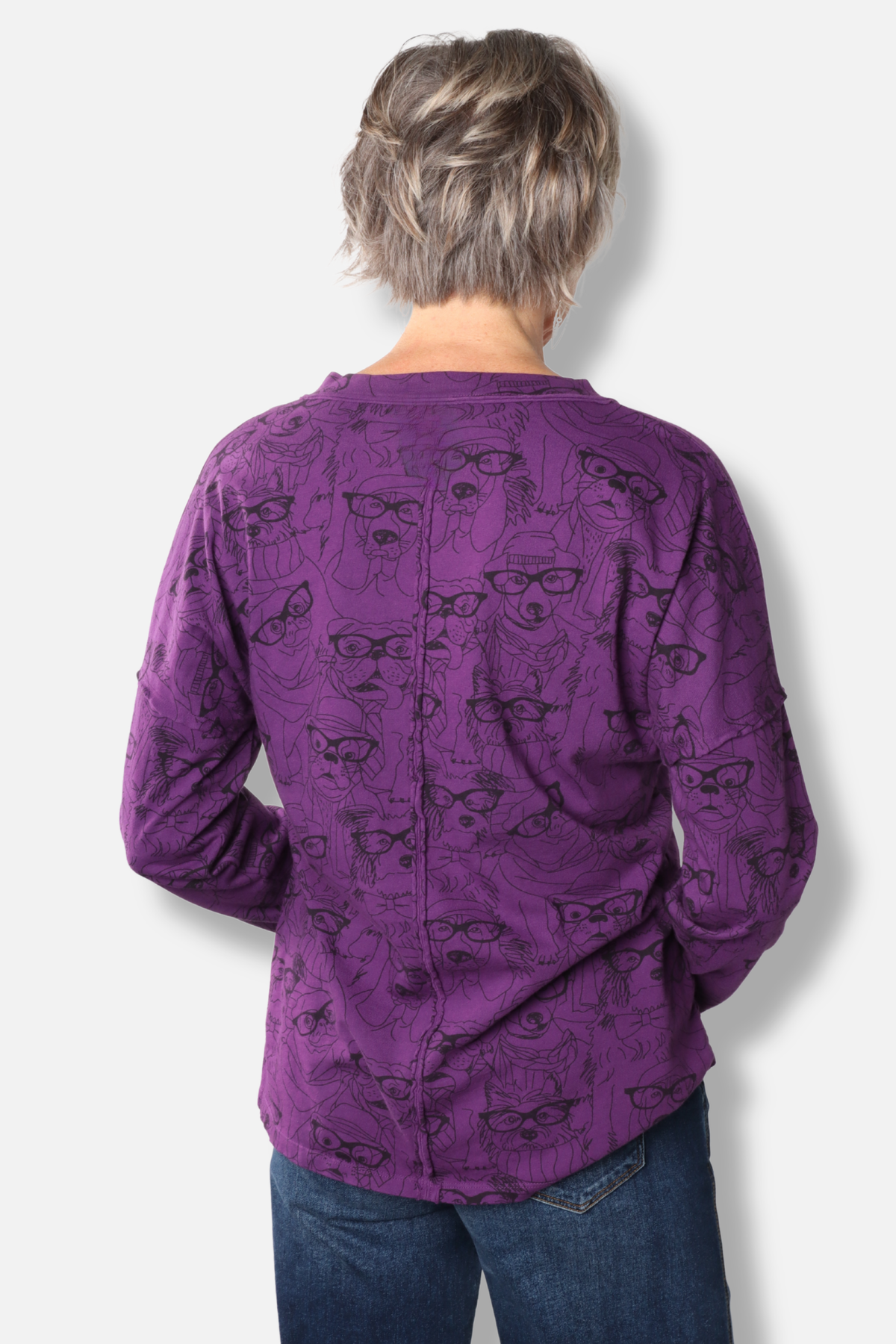 V-Neck Hi Lo Relaxed Top Plus - Grape