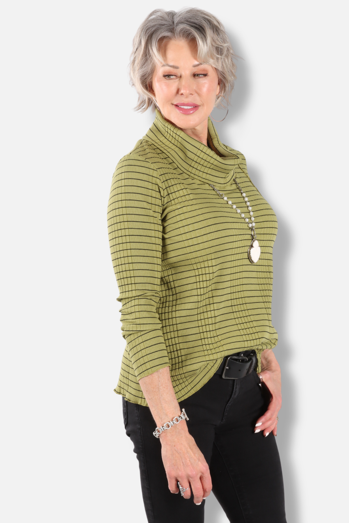 Cowl Neck Pocket Top Plus - Spud