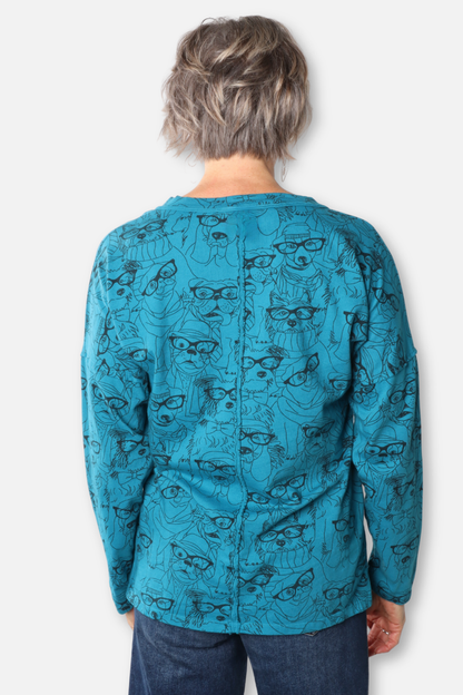 V-Neck Hi Lo Relaxed Top Plus - Teal