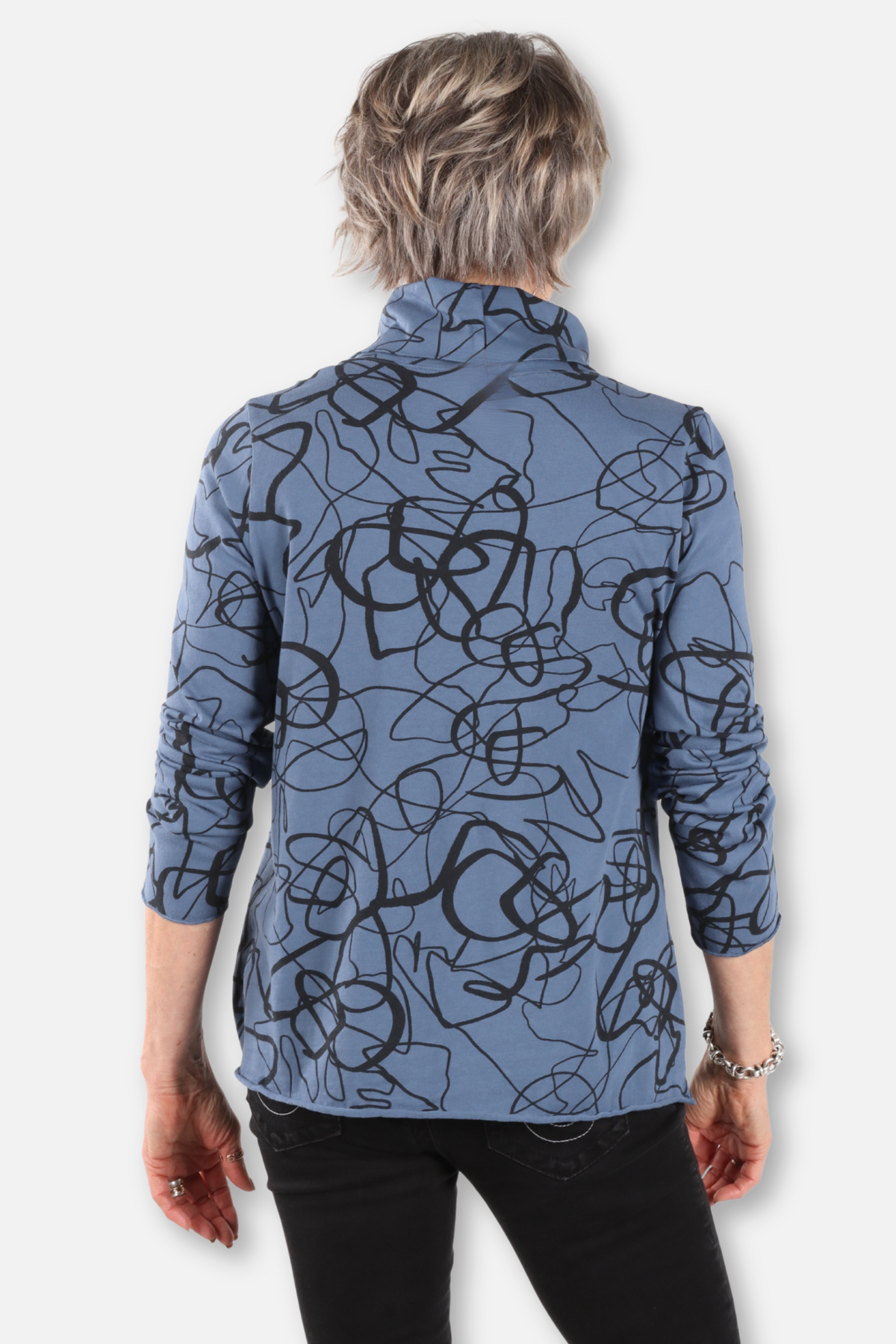 Cowl Neck Pocket Top Plus - Seastone