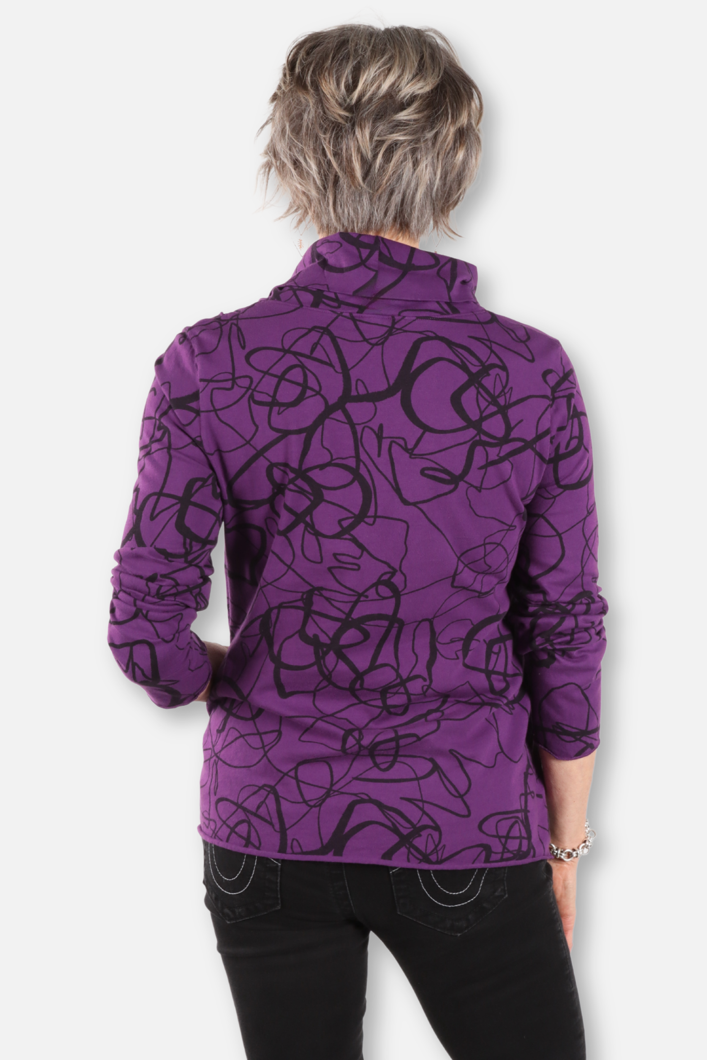 Cowl Neck Pocket Top Plus - Grape 