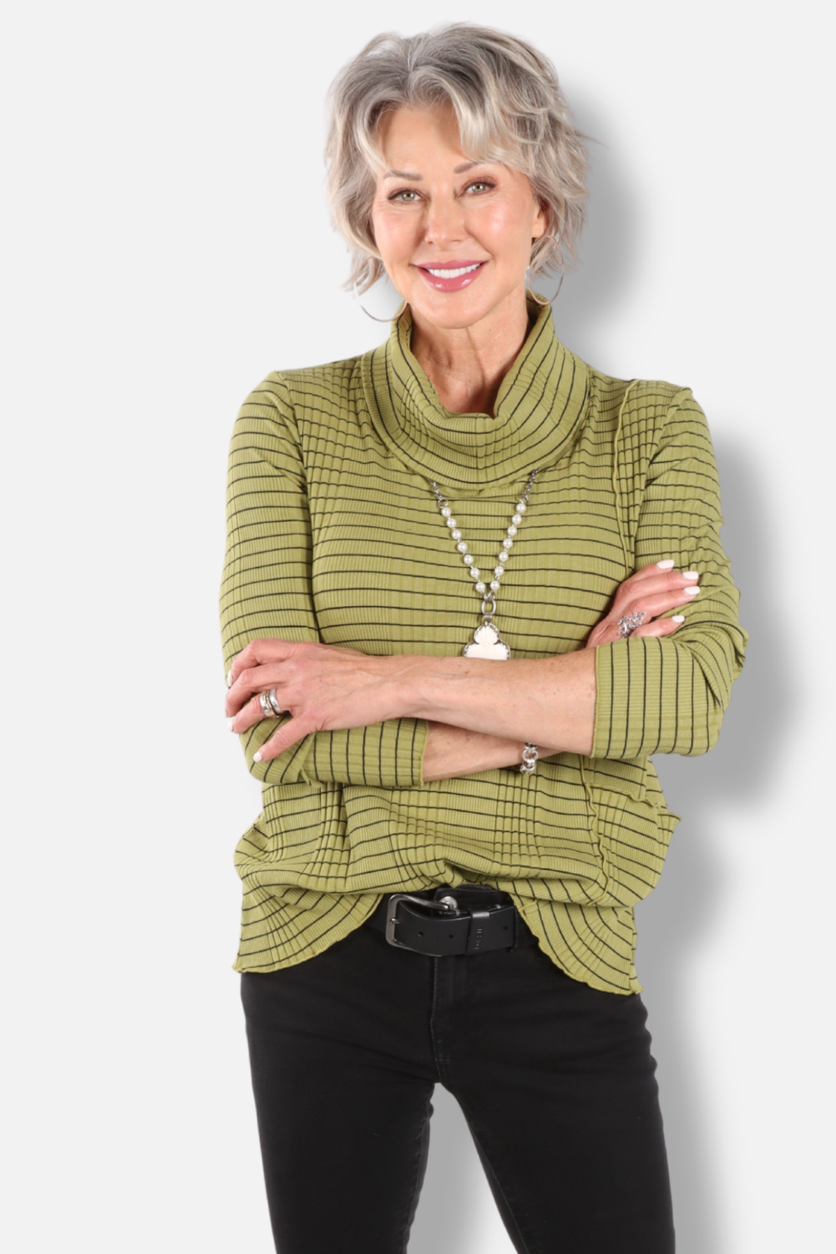 Cowl Neck Pocket Top Plus - Spud