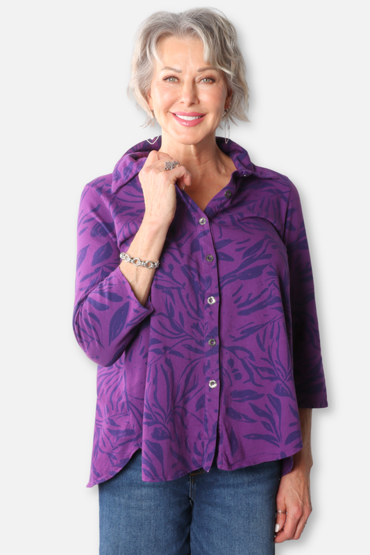 Button Down Shirt Plus - Grape