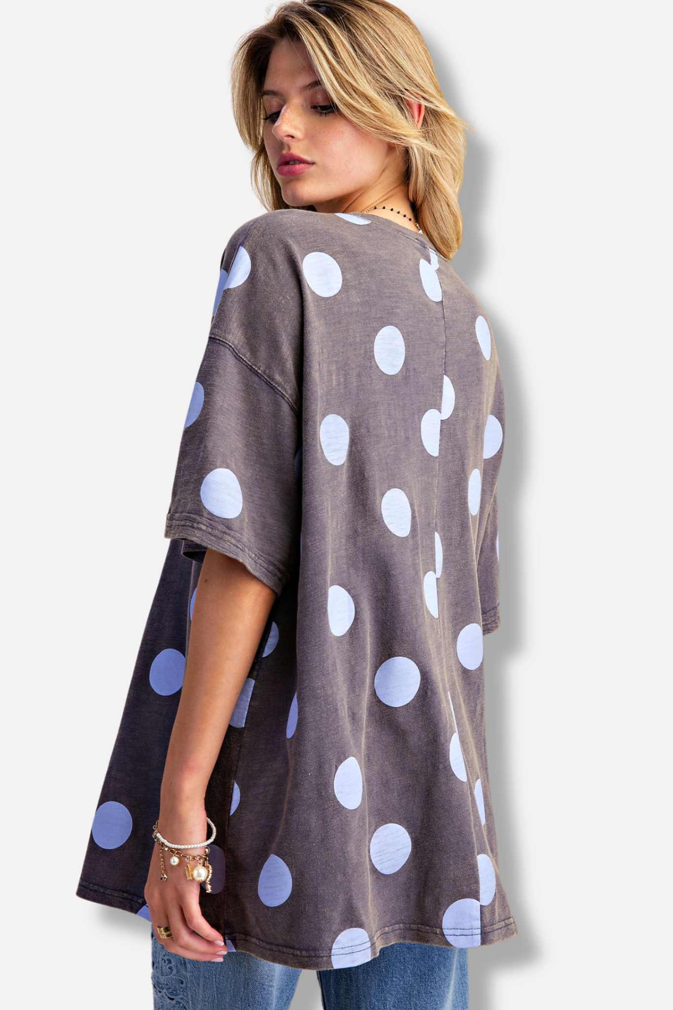 Polka Dot Tee - Ash