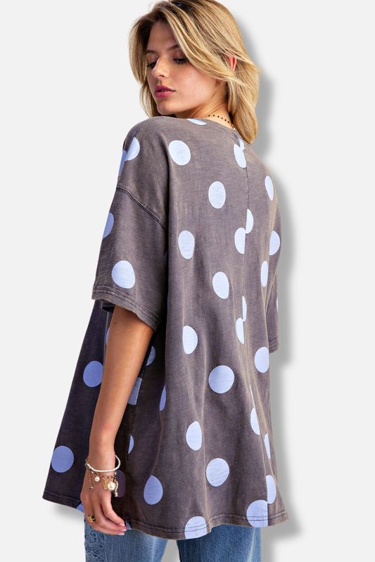 Polka Dot Tee - Ash