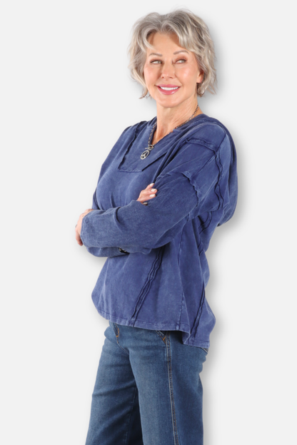Relaxed Hoodie Plus - Mineral Washed Indigo