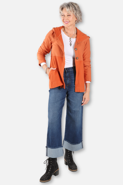 Hi Lo Hoodie Cardigan Plus - Cedar