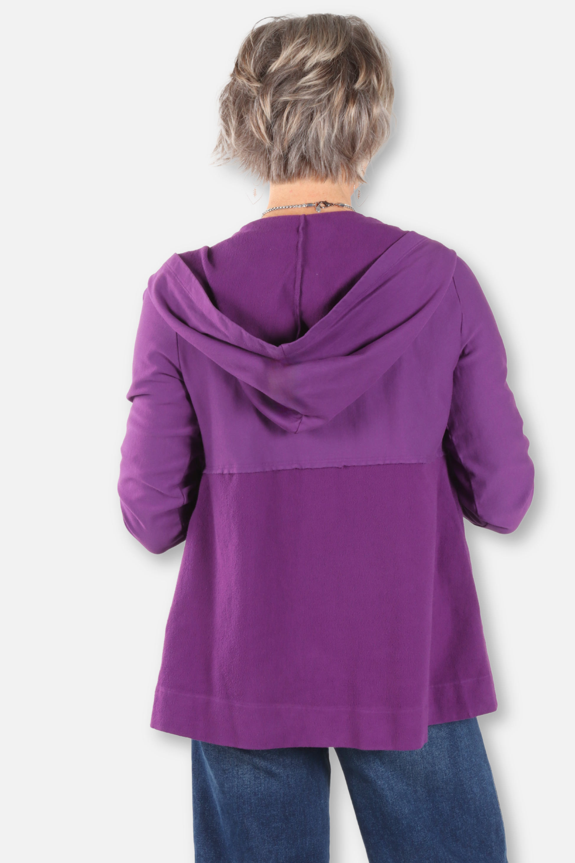 Hi Lo Hoodie Cardigan Plus - Grape
