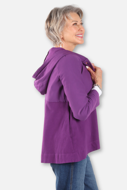Hi Lo Hoodie Cardigan Plus - Grape