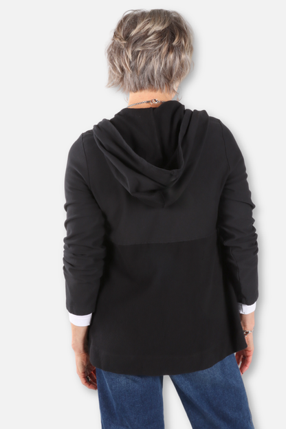 Hi Lo Hoodie Cardigan Plus - Black 