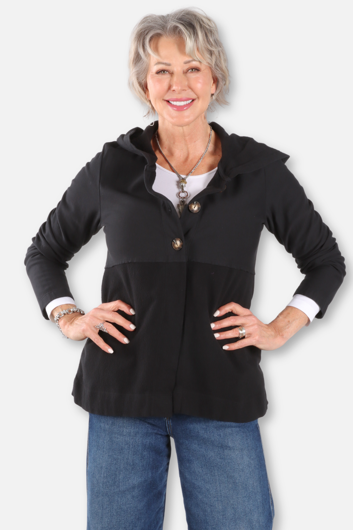 Hi Lo Hoodie Cardigan - Black 