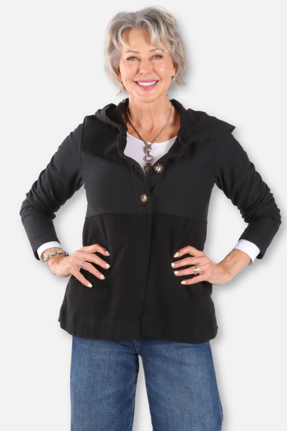 Hi Lo Hoodie Cardigan Plus - Black 