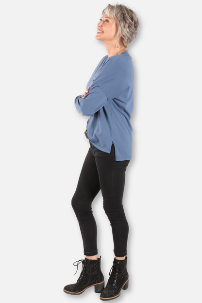 V-Neck Relaxed Top Plus - Seastone