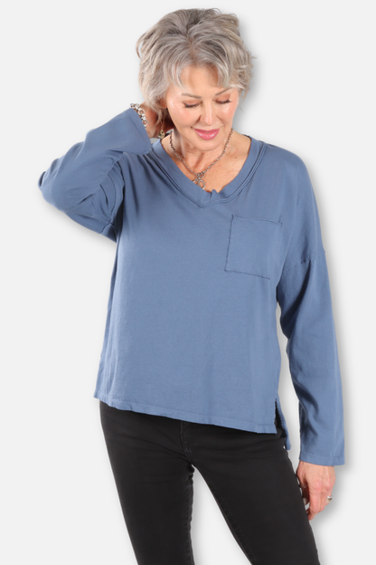 V-Neck Relaxed Top Plus - Seastone