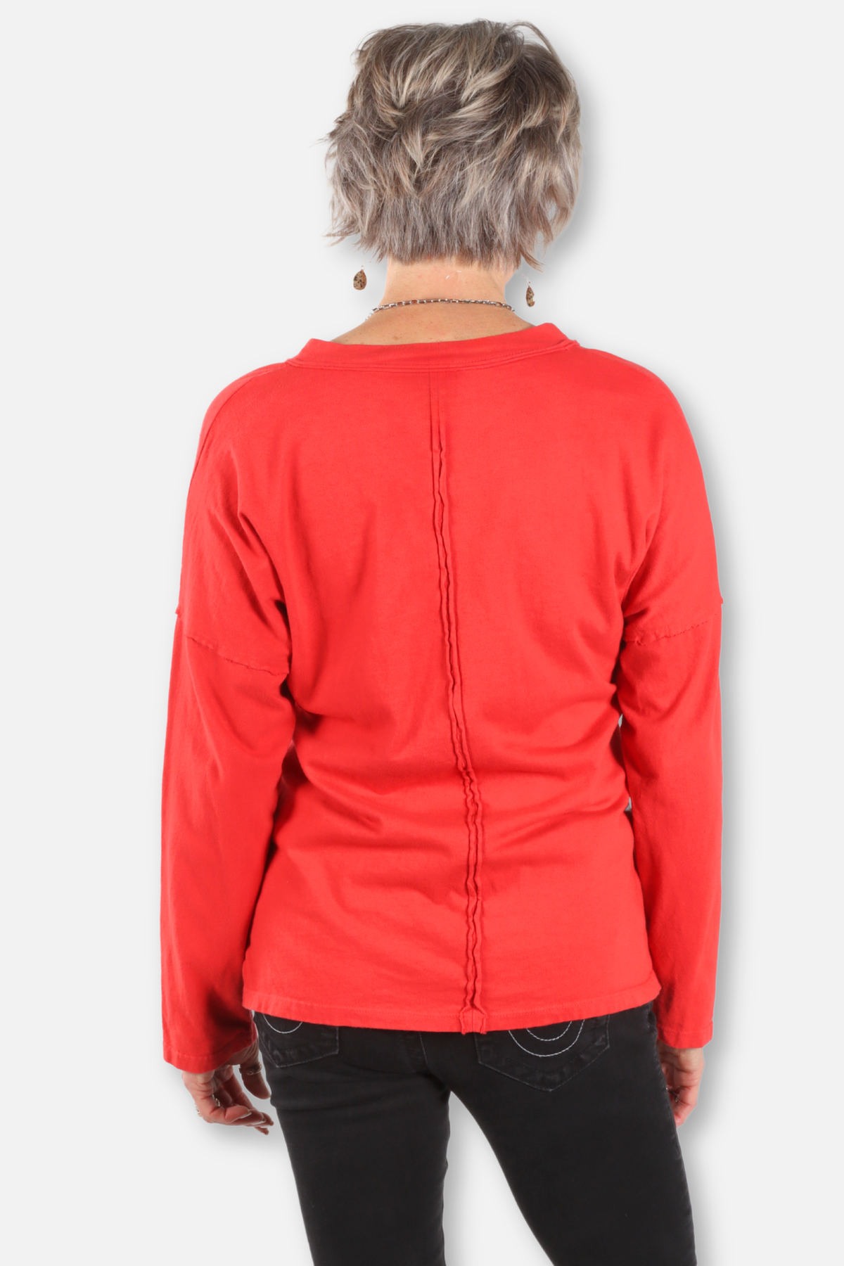 V-Neck Relaxed Top Plus - Red
