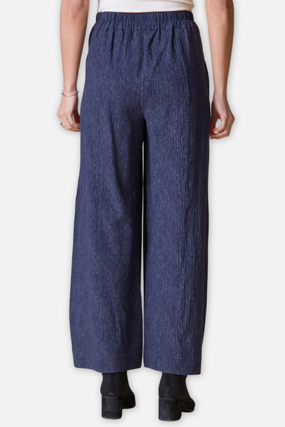 Aria Pant - Navy Crinkle Crepe