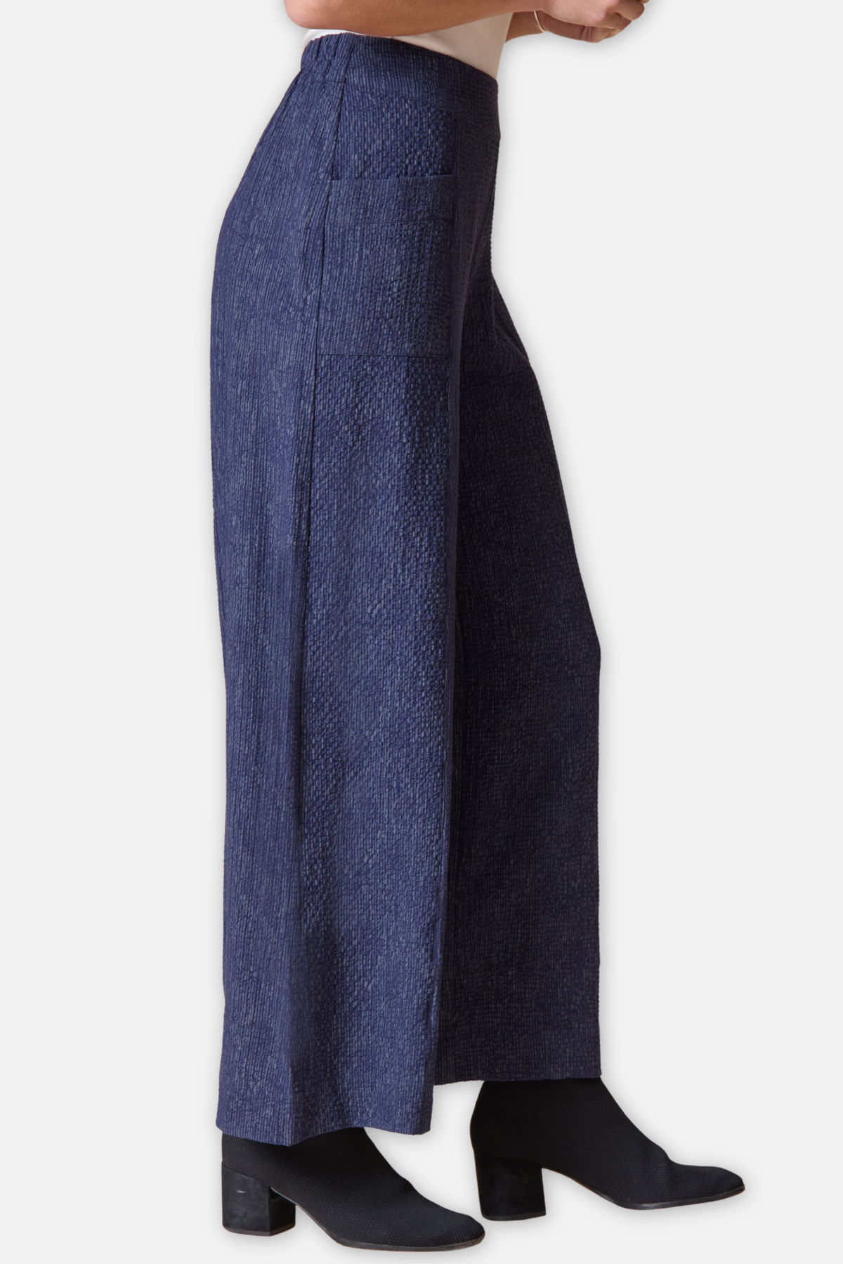 Aria Pant - Navy Crinkle Crepe