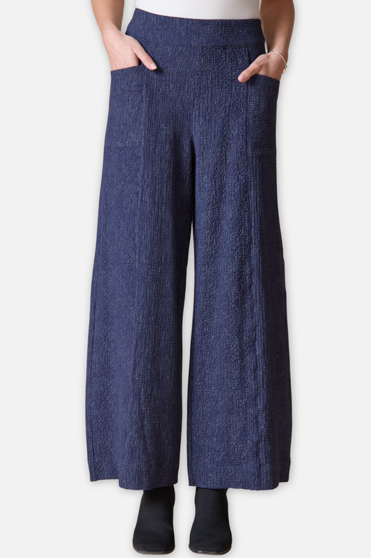 Aria Pant - Navy Crinkle Crepe