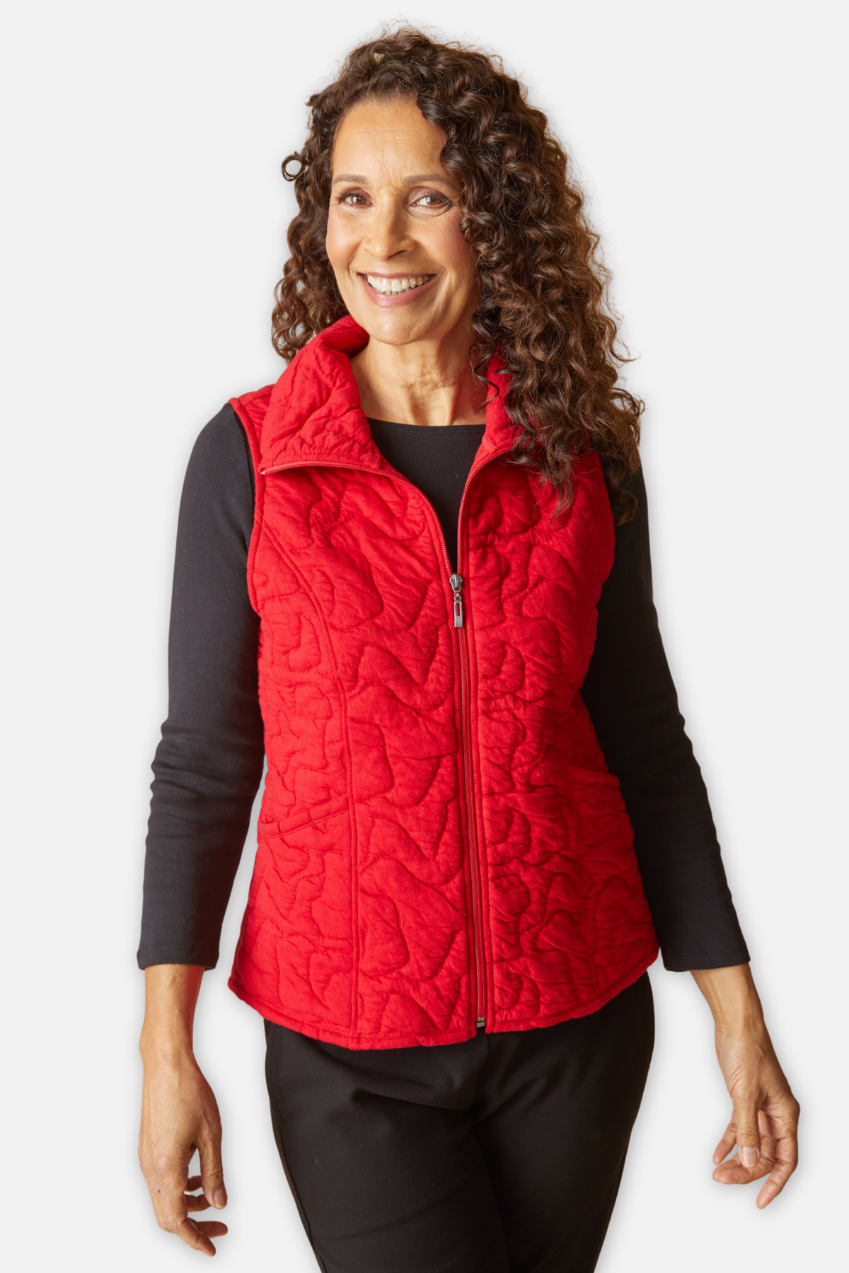 Cascade Quilt Shaped Vest - Cherry