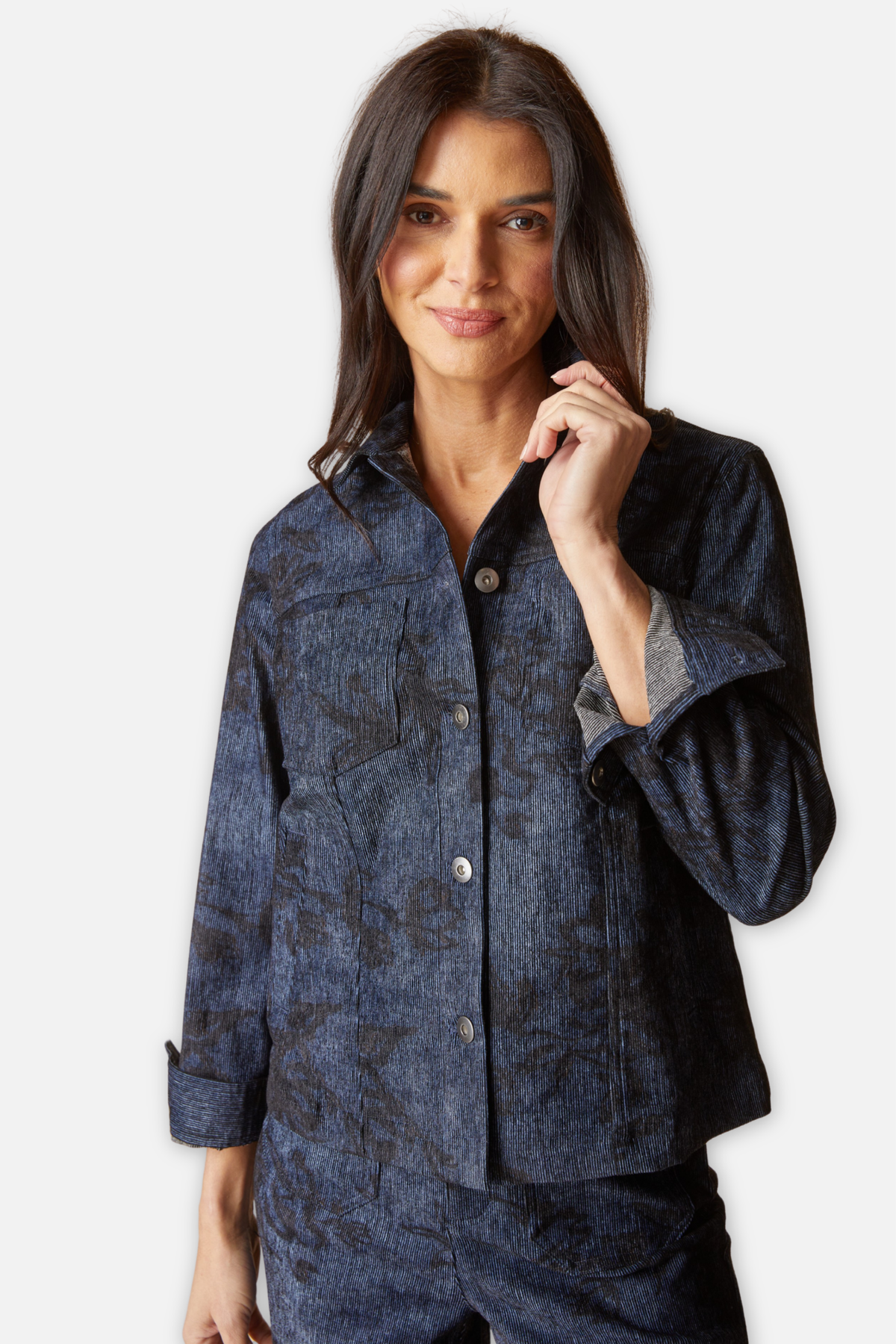 Luxe Cord Boyfriend Jacket - Navy