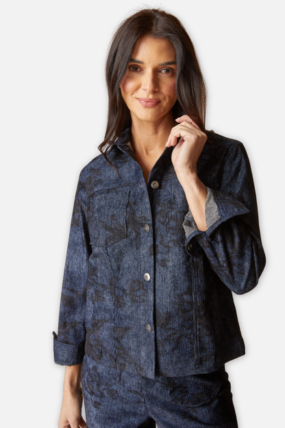 Luxe Cord Boyfriend Jacket - Navy